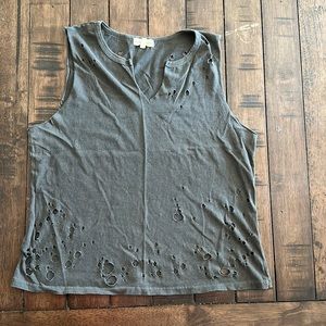 Gilded Intent Tank Top, distressed, grey
